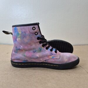 Dr Martens Sheridan Confetti Suede Casual Boots‎ Womens 6 Pink Rainbow Lace-Up